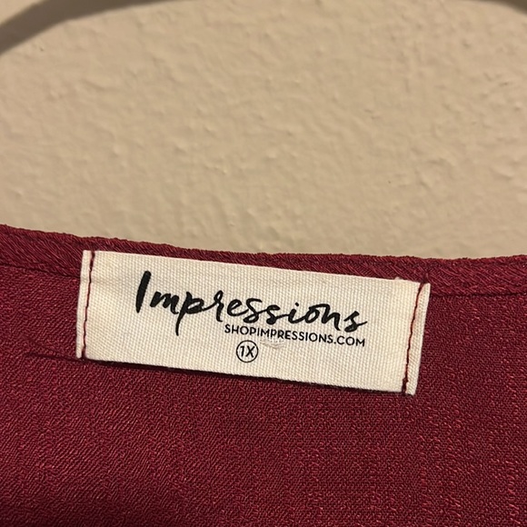 Plum Blouse Ruffled - Cuffed Sleeve - Picture 4 of 6